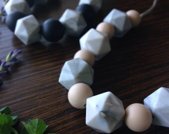 Silicone Teething Necklace CHOOSE Colour - Bite Beads Nursing Necklace Jewelry - Teether Chewing Beads - Chew Jewelry Beads - Bitty Bites