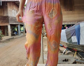 Orange clothes Hippie pants Boho pants Gypsy pants Colorful pants Rainbow pants Yoga pants Tie dye pants Festival pants