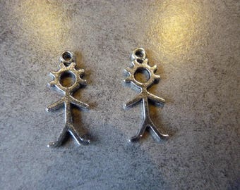Silver metal X 2 snowman charm