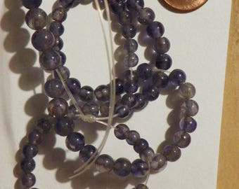 Blue Iolite Loose Beads String 4.71 MM. to 7.31 MM. Rounds 16 Inches.