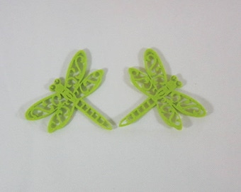 Embellishments/applique/subjects in lime green dragonflies felt