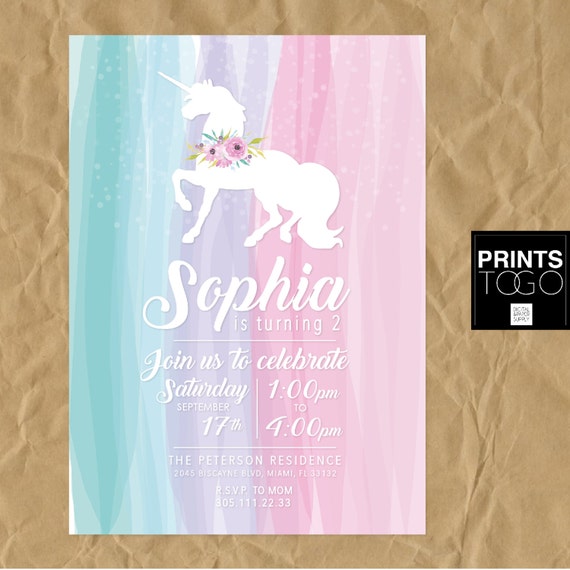 Unicorn invitation Unicorn party First birthday invitation