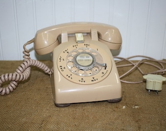 Bell Systems Rotary Desk Phone - Tan - item #2935
