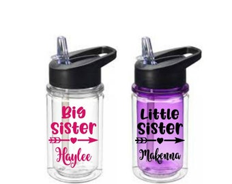 Big Sister Water Bottle, Little Sister Gift, Big Sister Gift, Pregnancy Announcement, Kids Water Bottle