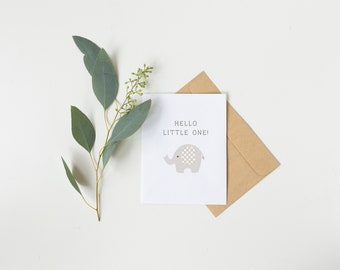 Hello Little One Grey Elephant Card