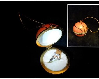 basket ball christmas ornament hanging engagement ring box earrings cuff links gift box holiday christmas engagement proposal - Christmas Ornament Ring Box basket ball christmas ornament hanging engagement ring box earrings cuff links gift box holiday christmas engagement proposal - Christmas Ornament Ring Box