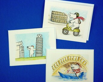Happy Travels--Three Greeting Cards: Italy