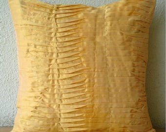 Mango Souffle - Pillow Sham Covers - 24x24 Inches Silk Pillow Sham Cover with Pintucks