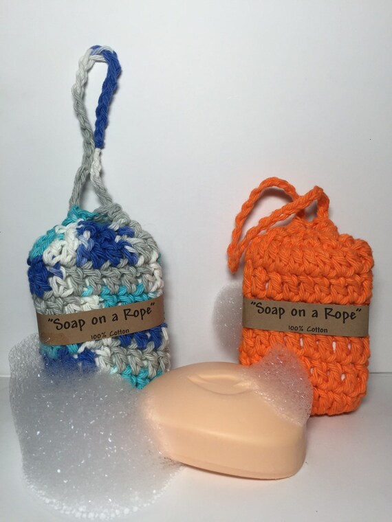 Soap on a Rope Handmade Crochet Soap holder and Scrubber in