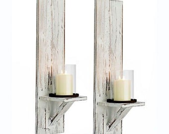 Vase Wall Sconce. White Wall Sconce. Wood Wall Sconce. Rustic on White Wooden Wall Sconces id=25284