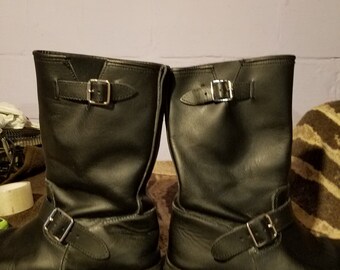 Black leather engineer boots Mens size 12