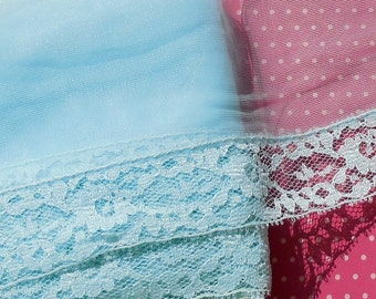 Vintage Lace Trim Vintage Lingerie Trim Light Blue Sheer Nylon