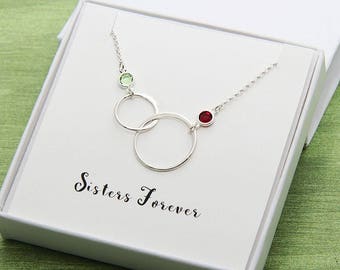 Gift for Sister, Sister Necklace, Sisters Necklace, Birthday Sister Gift, 2 Ring Necklace, Sister Gift Idea, Sister Jewelry, Gift for Her
