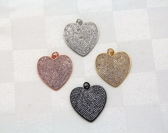CZ Micro Pave 30mm Heart Pendant