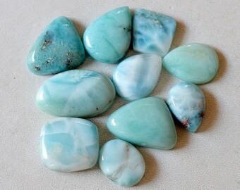 Natural Gemstone Larimar Gemstone Cabochons Wholesale Lot 10 Piece 125 Cts Caribbean Larimar Cabochon Semiprecious Larimar Lot R15951
