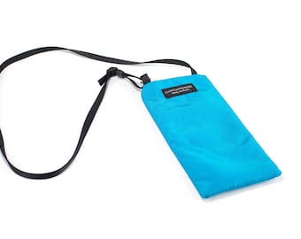 Eyeglass case for readers - Aqua Blue nylon fabric Eyeglass Reader Case -with neck strap/lanyard