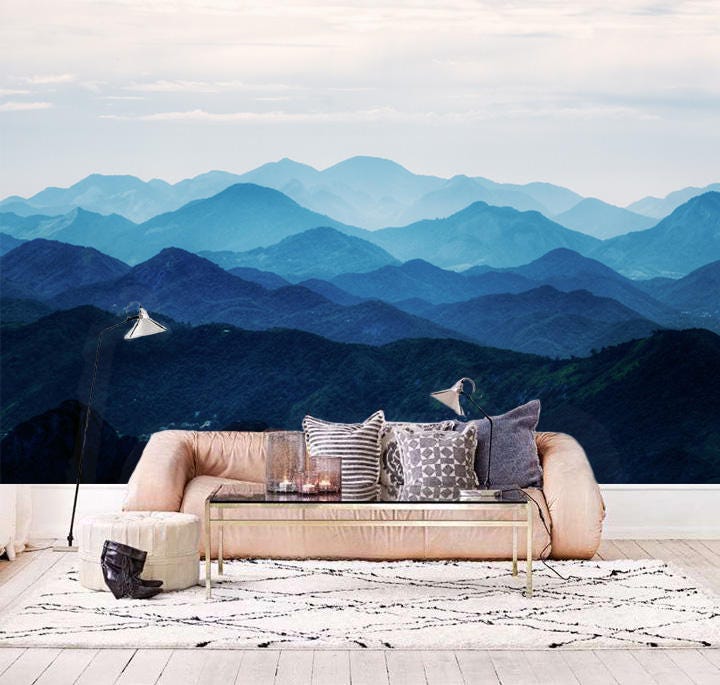 Misty Mountain Wallpaper Foggy Mountain Silhouette Wall Mural