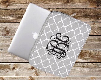 Monogram Laptop Sleeve | Quatrefoil | Personalized | 11" 12" 13" 14" 15"