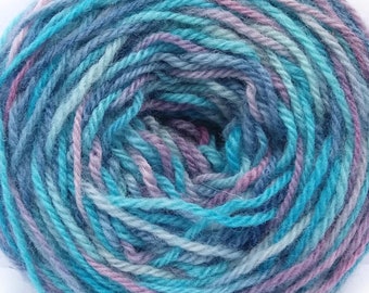 Hand paint pure wool knitting yarn #1840, DK 3-ply worsted 50g/125m cake