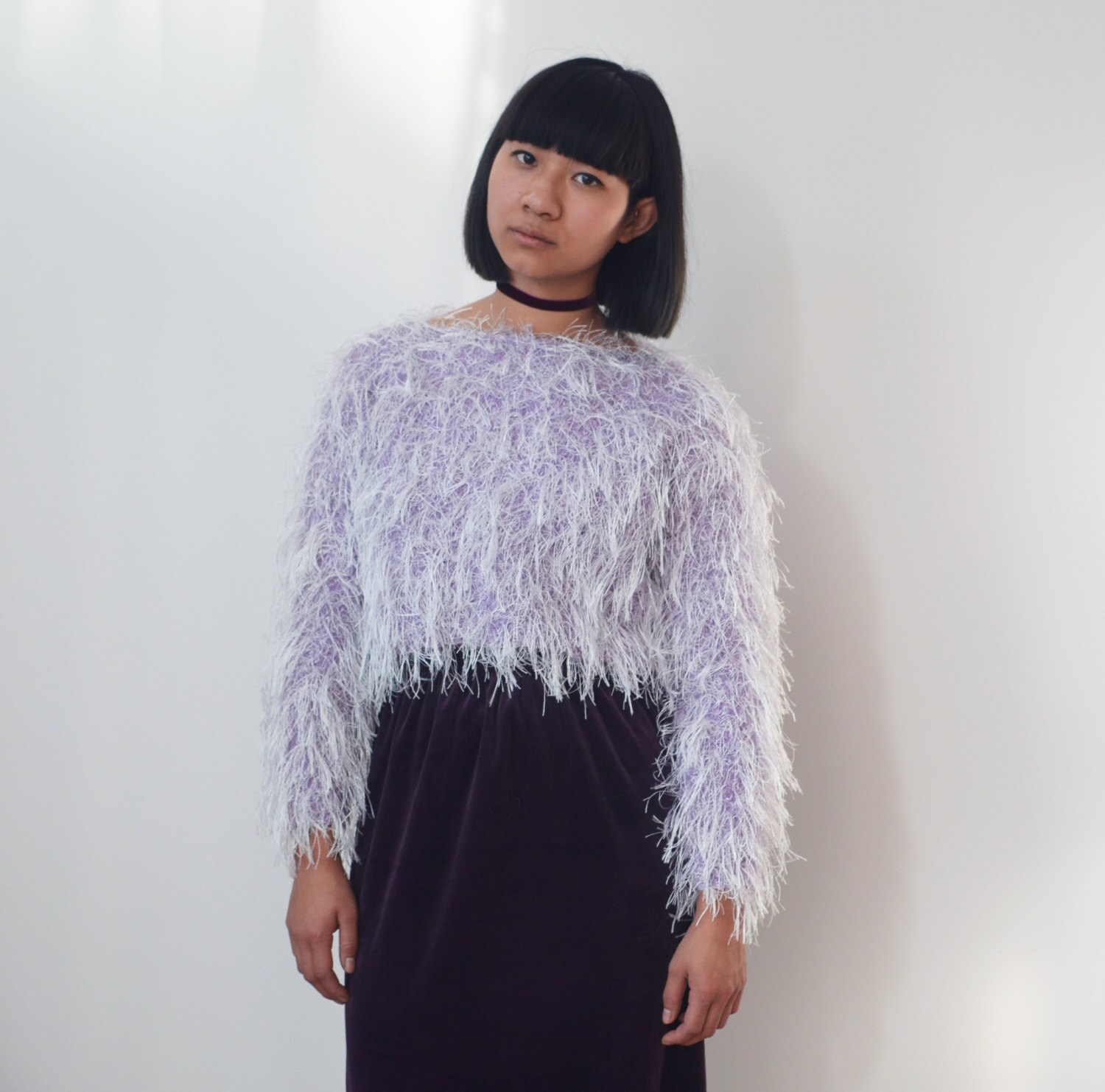 LILAC CROPPED JUMPER sweater winter fluffy hairy