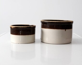 antique stoneware crocks, albany slip kitchen crock storage bowls