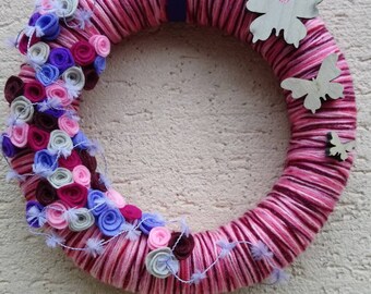 Door wreath or decoration: flight of butterflies