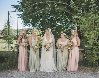 Mismatched Bridesmaids~ Long Maxi Octopus Convertible Wrap Gown- Mismatched Bridesmaids, Wedding, Maternity, Plus Size, Bespoke