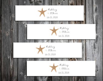 100 Beach Starfish Wedding Napkin Ring Cuffs Wraps. Personalized Favors
