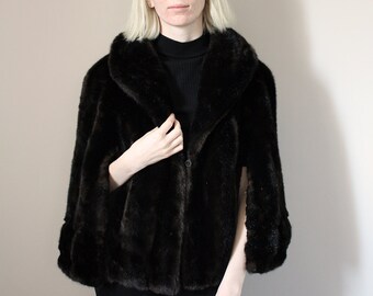 Vintage Dark Brown Faux Fur The Grand Milwaukee Cape - Small/Medium