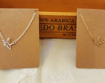Origami Bird Necklaces, Silver and Gold Style Bird Necklace, Lovely Graphic Origami Bird Pendant Necklaces