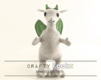 Dragon sewing pattern, stuffed toy pattern, dragon pdf sewing pattern - instant download pdf pattern - sewing projects