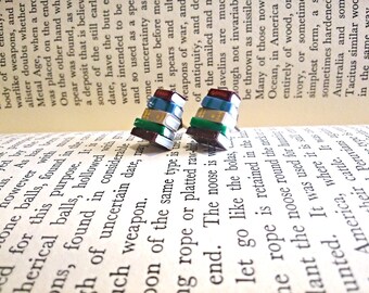 Stack of Books Earrings, Studs (Made to Order) - Book Jewelry by Coryographies