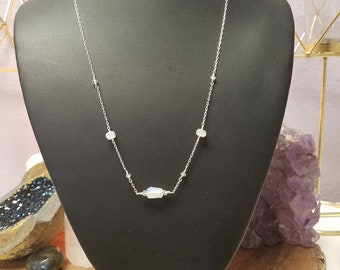 Moonstone & Aquamarine Silver Necklace
