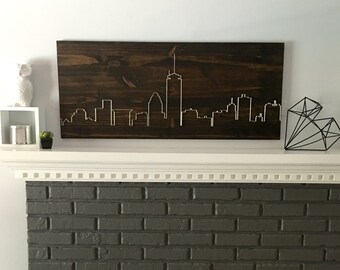 Boston skyline, living room wall art, dining room wall art, bedroom wall art, modern minimalist wall art, housewarming, gift, wood wall art