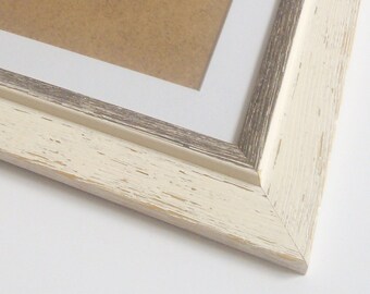 White frame A4 frame distressed frame cottage frame shabby chic frame off white frame rustic frame RusticFrameShop