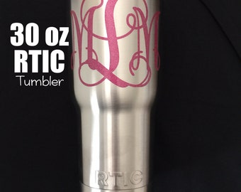 RTIC Tumbler, Monogram Tumbler, Personalized Tumbler, Custom 30 oz Tumbler, Stainless Tumbler, RTIC Cup, Scroll Monogram