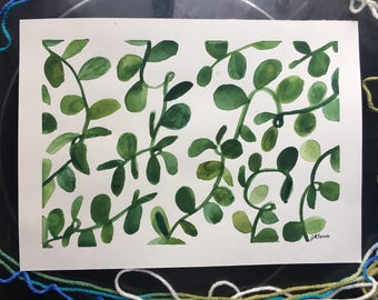 Leaves onGreen Leaves, 8x11, Original Art, Watercolor