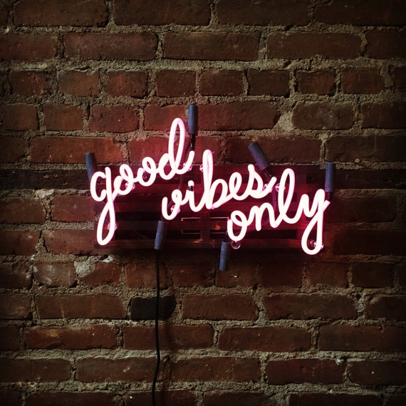 Good Vibes Only Mounted Neon Sign, Ready-Made
