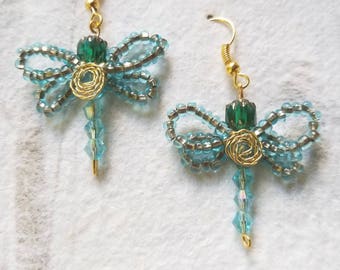 Teal Dragonfly Earrings
