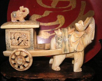 Elephant and a cart,small figurine