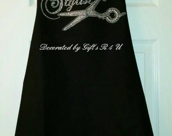 Stylist Rhinestone Black Apron