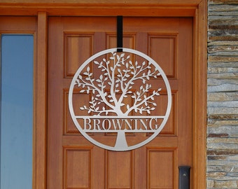 Tree Last Name Custom Sign| Metal Family Sign | Family Tree | Door Sign Hanger