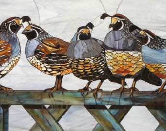 California Quail Giclee Print - Mosaic Quail Art - Quail Mosaic Art - Stained Glass Quail - Bird Print - Bird Art Print - Bird Wall Decal