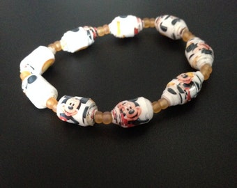 Favorite Mouse stretch bracelet; paper beads jewelry