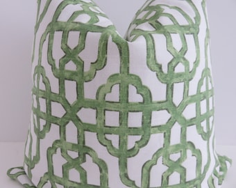 Green White Pillow Cover, Green Pillow Cover, Accent Pillow Cover, Pillow Cover, Home Decor, Accent Home, Fretwork Pillow, Lime Green Pillow