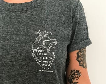 Frankenstein T-shirt - Anatomical Heart - Feminist Tshirt - Literary Quote Tee for Book Lover - Slogan T-shirt - Feminism