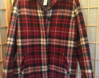 Vintage Women's Eddie Bauer Plaid Wool Car Coat