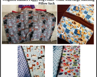 Dog & puppy Weighted Blankets for kids and pups - Match with Minky or Cotton Bottom, anxiety, adhd, autism, sleep therapy