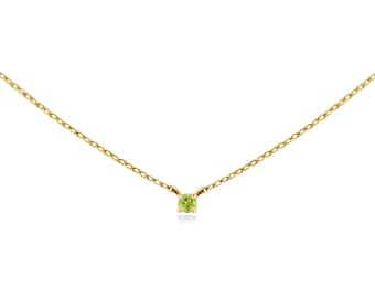 Peridot Necklace Gold, Peridot Necklace, Gold Necklace Peridot, 14k Solid Gold Necklace, Birthstone Necklace Gold, Delicate Gold Necklace