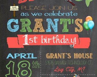 Offishally 1 birthday invitations, reeling in the big one first birthday invitations, it's o-fish-al first birthday party invitations.